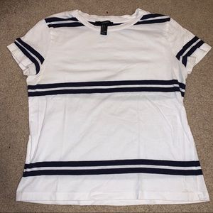 Forever 21 white tee with navy stripes